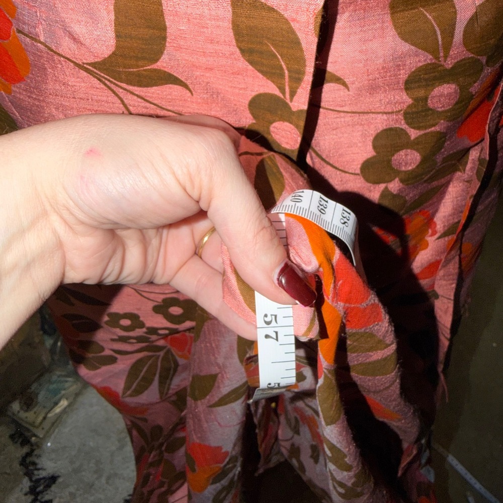 Vintage 60s 70s Mod Floral Maxi Dress Pink Orange Retro Boho Whimsigoth Wrap - Picture 7 of 7